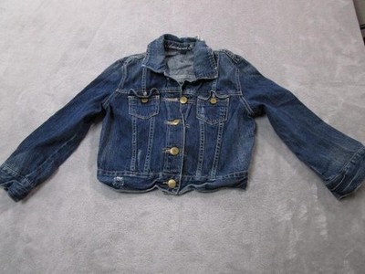 American Eagle Denim Jacket Girls Medium Blue Jean Cropped Classic Button Up