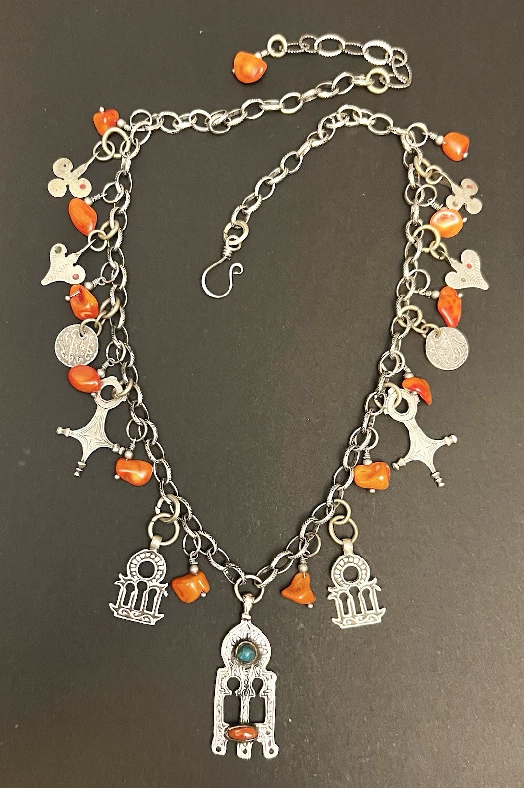 Gates of paradise berber Tuareg pendants, vintage coins & zinders Rolo Necklace.