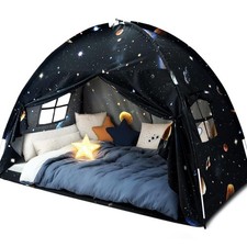 Twin Bed Toddler Canopy Tent, Kids Indoor Canopy Space Galaxy Sleep Tent