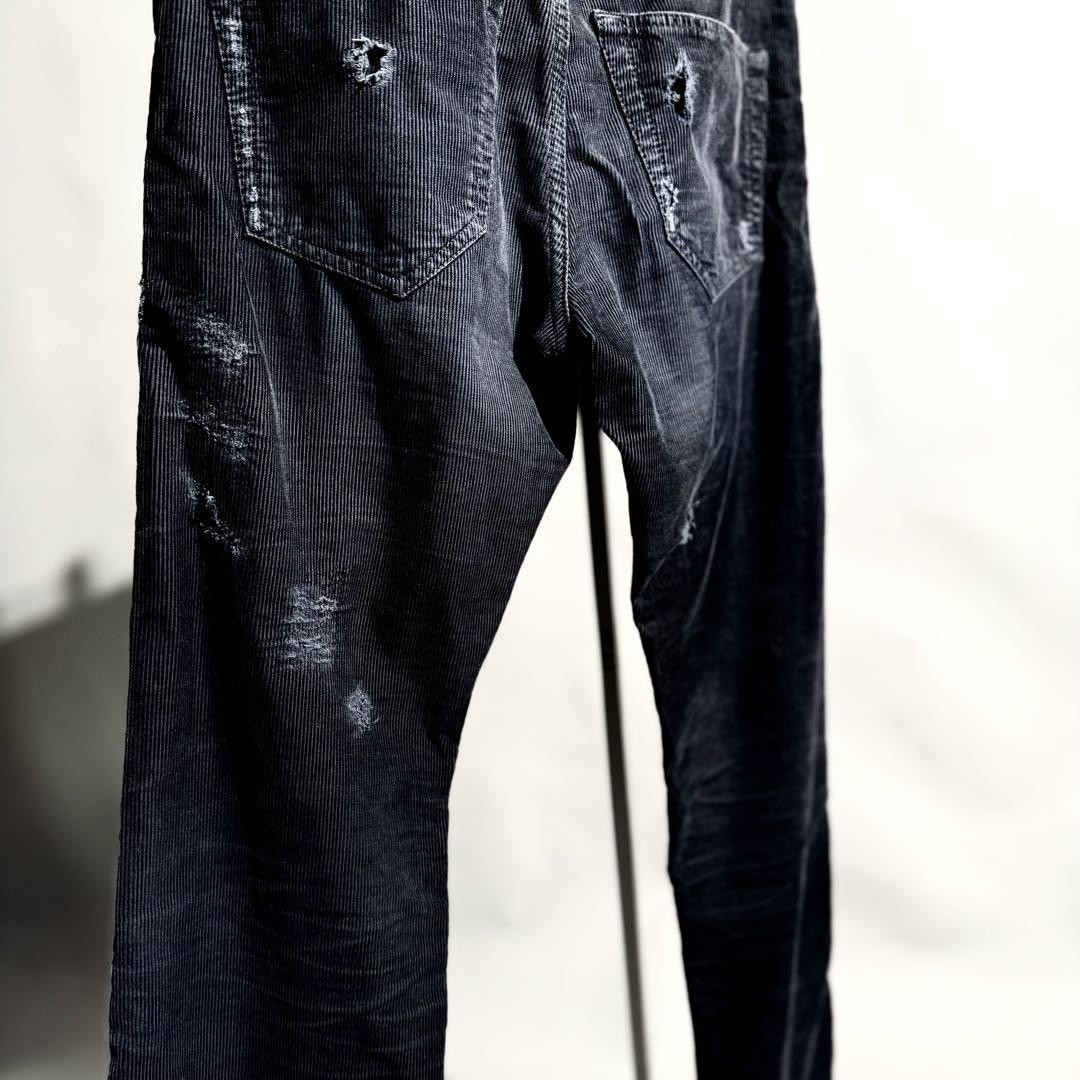 BALMAIN ripped corduroy trousers 30 ブラック BALMAIN ripped corduroy trousers 30 ブラック
