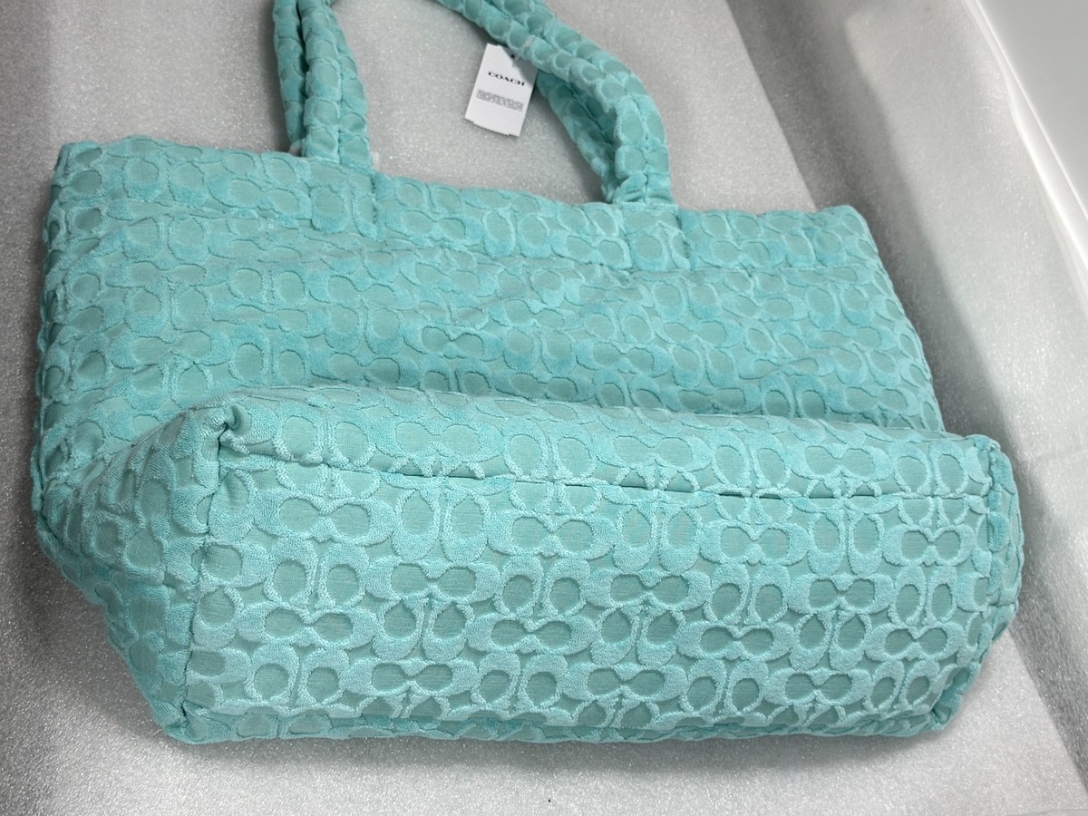 Coach Signature Terry Tote Bag CT764 in FADED BLUE Terrycloth Bag
