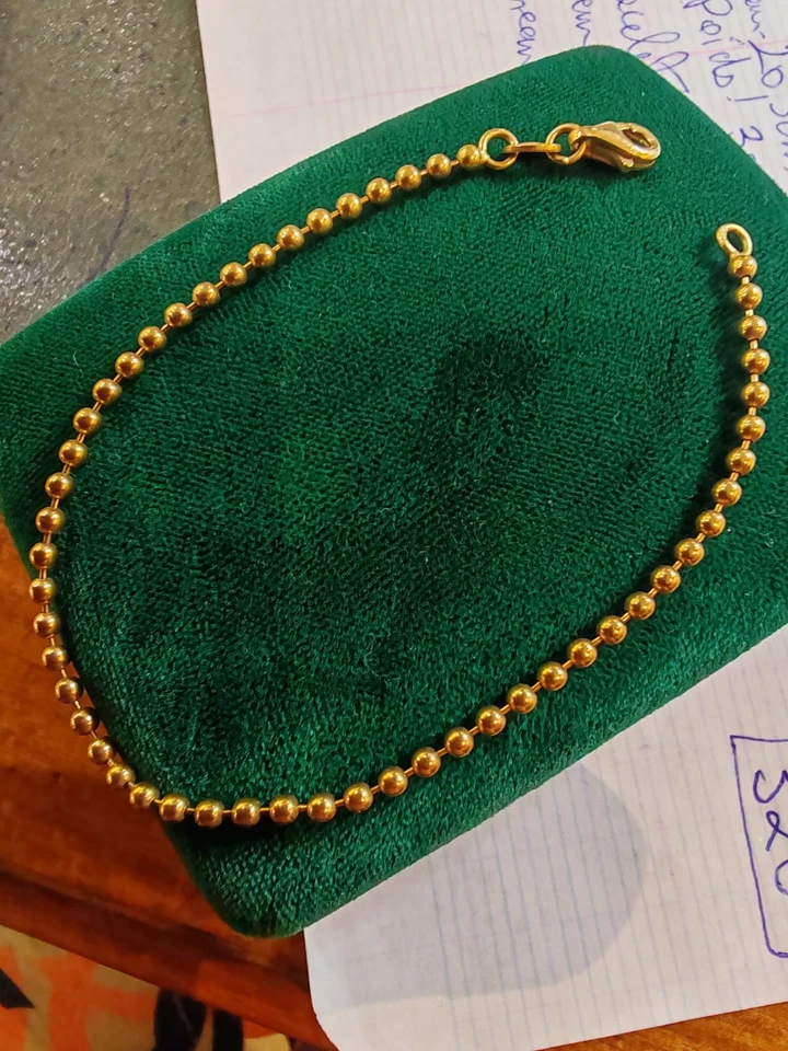 Bracelet boules or jaune 18 carats - Photo 2/4