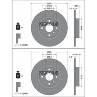 2X Textar Bremsscheiben Hinten 255Mm Voll Passend FÜR Mazda MX-5 | 92338203