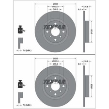 2X TEXTAR BREMSSCHEIBEN HINTEN 255mm VOLL PASSEND FÜR MAZDA MX-5 | 92338203
