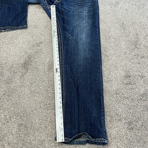 Wrangler Rock 47 Jeans Uomo 40x36 Pantaloni Cowboy Slim Dritti Scuri Punti Spessi - Foto 24 di 24