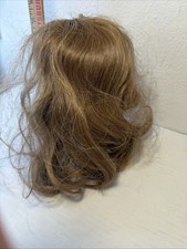 Doll Wig 15 Synthetic Mohair New Old Stock Medium Brown, Long Waves With Bangs