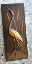 Mid Century 3 D Relief Bild Kupfer Kranich Design Rudolf Hajnal Reiher 70er Jahr