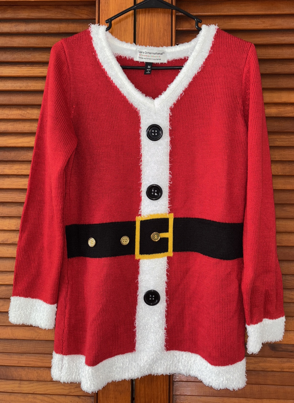 Tiara International Christmas Collection Red Santa Sweater Women's Medium M