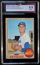 1968 O-Pee-Chee #145 Don Drysdale LA Dodgers Baseball Card KSA 5.5 EX+ MLB