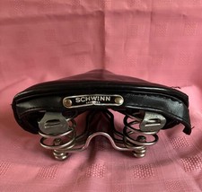 Vintage Schwinn Approved Black Leather Vinyl Suspension Bicycle Saddle Bike Seat
