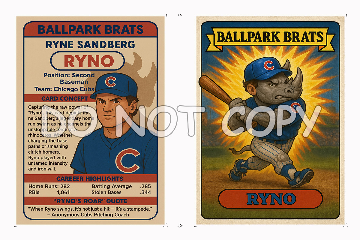 Ryne Sandberg as " RYNO "  - BALLPARK BRATS Parody Art Card