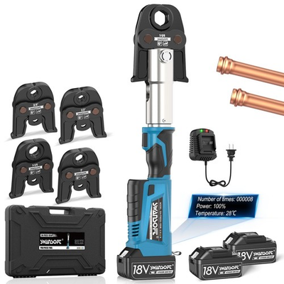 #ad SWANSOFT Pro Press Tool 32KN 18V 4Ah Hydraulic Copper Crimping Tool Electric $786.88
