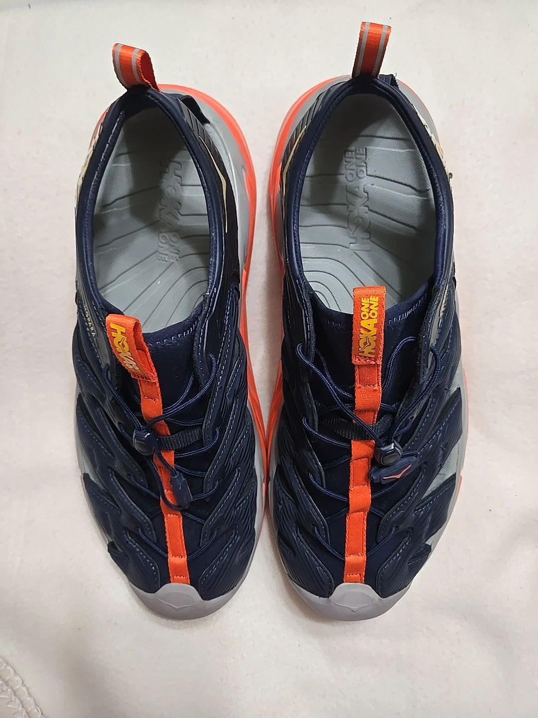 HOKA ONE ONE Sandali Hoka Hopara scarpe da trekking trail acqua blu navy arancione comodi US uomo 14