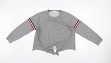 Womens UK Size L Pink Rose Grey Pullover Sweatshirt