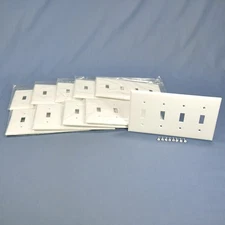 Cooper 2154W White 4-Gang Toggle Light Switch Cover Thermoset Wallplates 10pcs