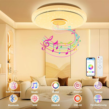 RGB LED Deckenlampe Dimmbar mit Lautsprecher Bluetooth Wohn Musik Deckenleuchten