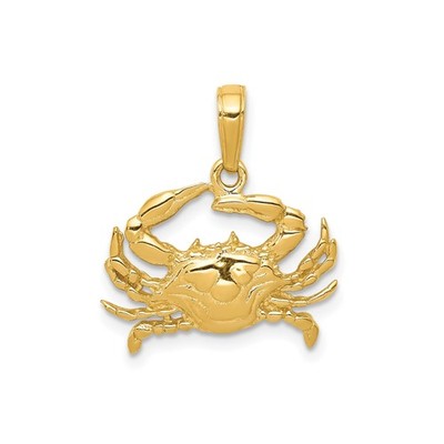 10k Gelbgold Krabbe Anhänger Krebs Sternzeichen Astrologie Charm Maritim Schmuck