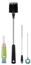  4 Pack Bottle Brush, 15 Inches Stainless Steel Long Handle Baby Bottle Scru...