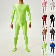 Comfortable and Stretchy Men's Bodysuit Oil Shiny Glossy Tights Jumpsuit