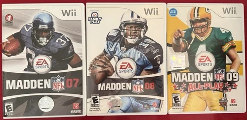 Madden NFL Wii FOOTBALL LOT Bundle 09 08 07 CIB COMPLETE Excellent Condition
