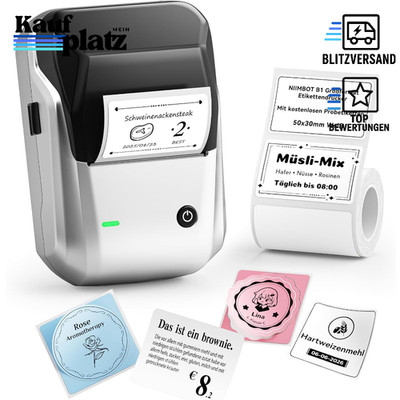 Etikettendrucker Tragbar Bluetooth Selbstklebend Wasserfeste Etiketten Silber