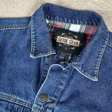 GUIDE GEAR Mens Medium Soft Plaid Flannel Lined Long Sleeve Blue Denim Jacket