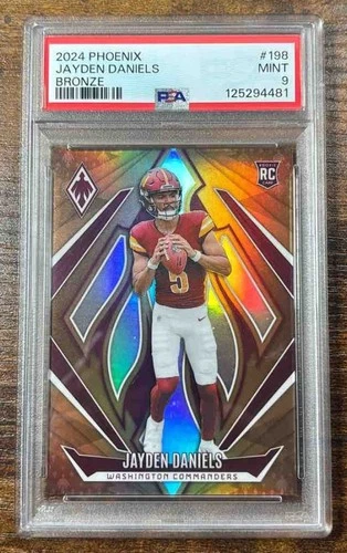 40.) 2024 Panini Phoenix Jayden Daniels #198 Bronze 36/75 RC Commanders PSA 9