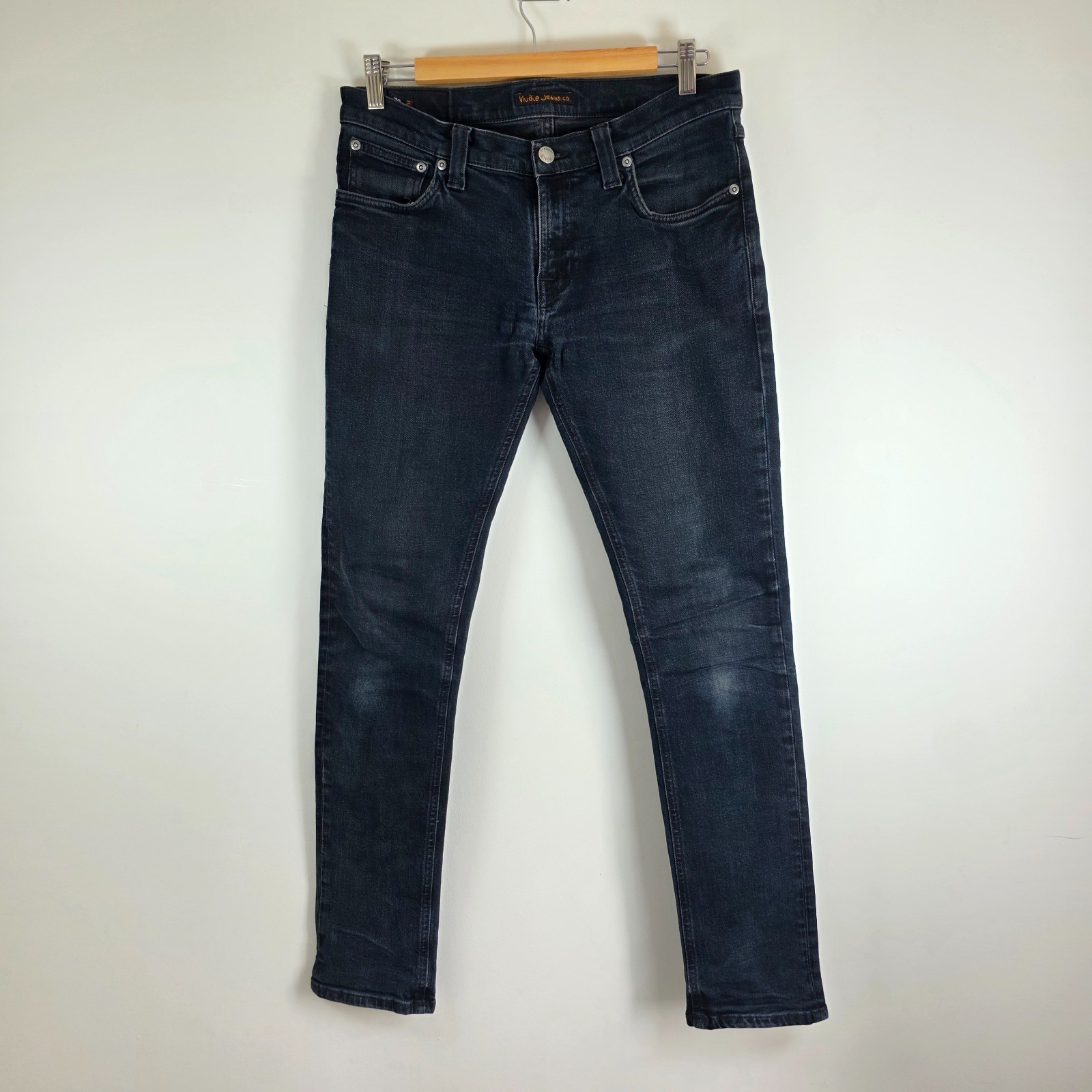 Nudie Jeans Long John Skinny W31 L30 Black Stretch Denim Men’s Italy