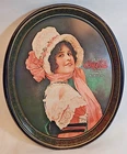 Vintage 1972 Repro of 1914 Betty Girl Oval Tin Coca-Cola Serving Tray, Coke