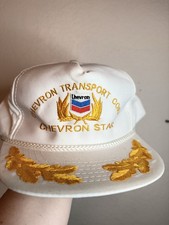 Vintage Chevron Transport Corp “Chevron Star” Snapback White Gold Rope Cap USA