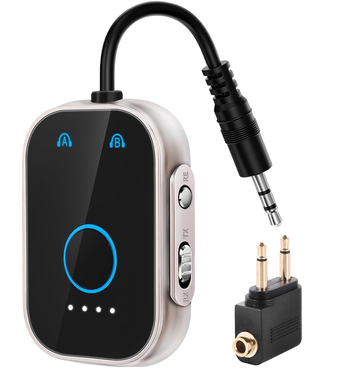 Bluetooth 5.3 Transmitter Receiver 2-in-1 Adapter for TV Airplane Headphones