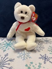 TY Beanie Baby - VALENTINO the White Bear (8.5 inch) - NWT Date Errors 93/94