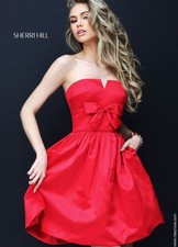 Red Sherri Hill Coctail Dress Size 0 50546