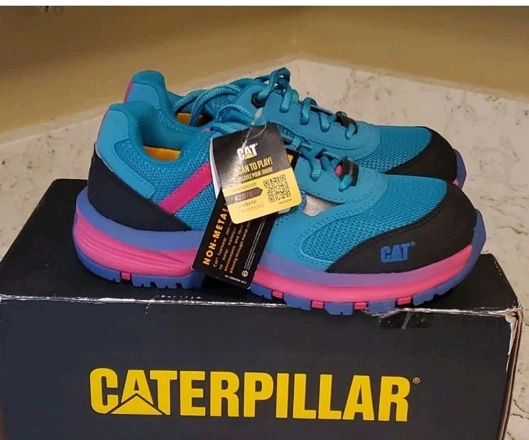 Zapatos de trabajo de seguridad con puntera compuesta azul negro talla 5 Caterpillar Quake para mujer Foto 3 de 4