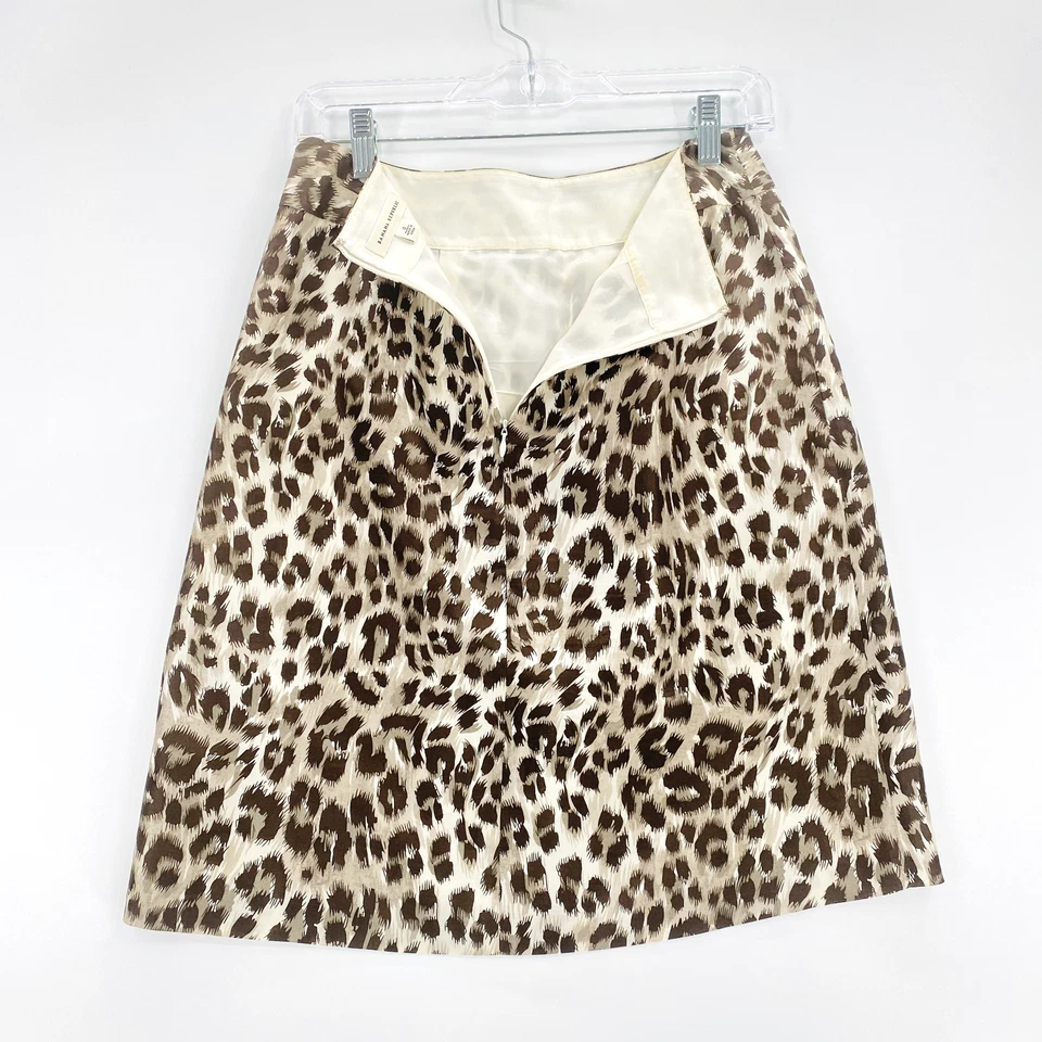 Falda para mujer Banana Republic talla 0 estampado animal leopardo 100 % seda marrón safari Foto 4 de 4