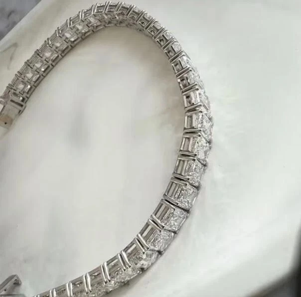 12,50 Ct Smaragd Simulierte Diamant Tennisarmband 7,5" 14k Weißgold Beschichtet - Bild 2 von 4