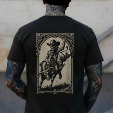 Skeleton Cowboy Bull Rider Western Gothic Grunge Goth Skull T-Shirt
