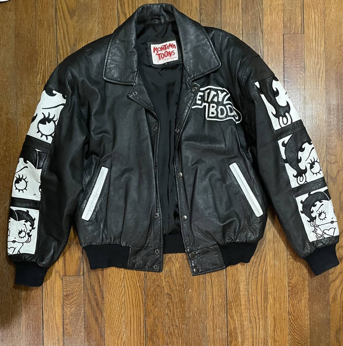 1996 Vintage Betty Boop Montana Toons Leather Bomber Jacket, Size