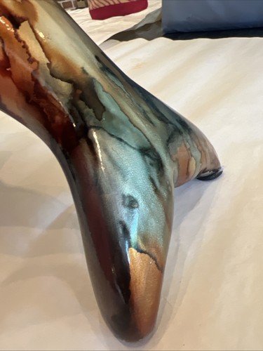 Large Dolphin Metal Sculpture Enamel Metallic Paint Arched Back - Picture 3 of 14