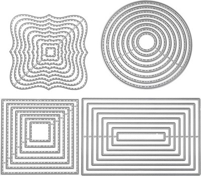 4 Stück Stanzschablone Geometrisch Set Stanzformen Kreis Rahmen Quadratisch 