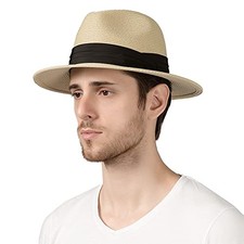 Summer Beach Sun Hats for Men Women Foldable Floppy Medium Style B-beige
