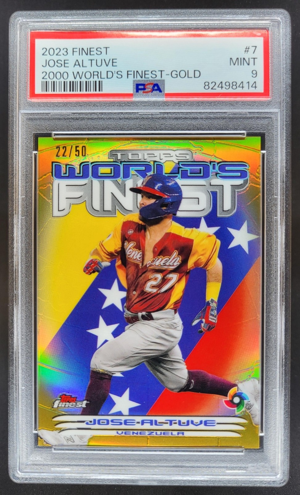 2023 Topps Finest Jose Altuve 2000 World's Gold Refractor /50 #2000-7 PSA 9 BH5
