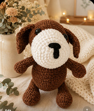 Handmade Crochet Dog Plush Amigurumi Puppy Soft Stuffed Animal Gift