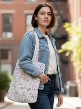 Recycled Plastic Bags Tote Bag Shopper LARGE Durable White Multi Color 21"x20"