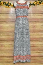 THML Jameson Embroidered Orange & Black Halter Long Maxi Dress Size S Summer