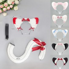 Lolita Cat Ear Headband Comic Cat Tail Cosplay Props Girls Headpiece Tail Set