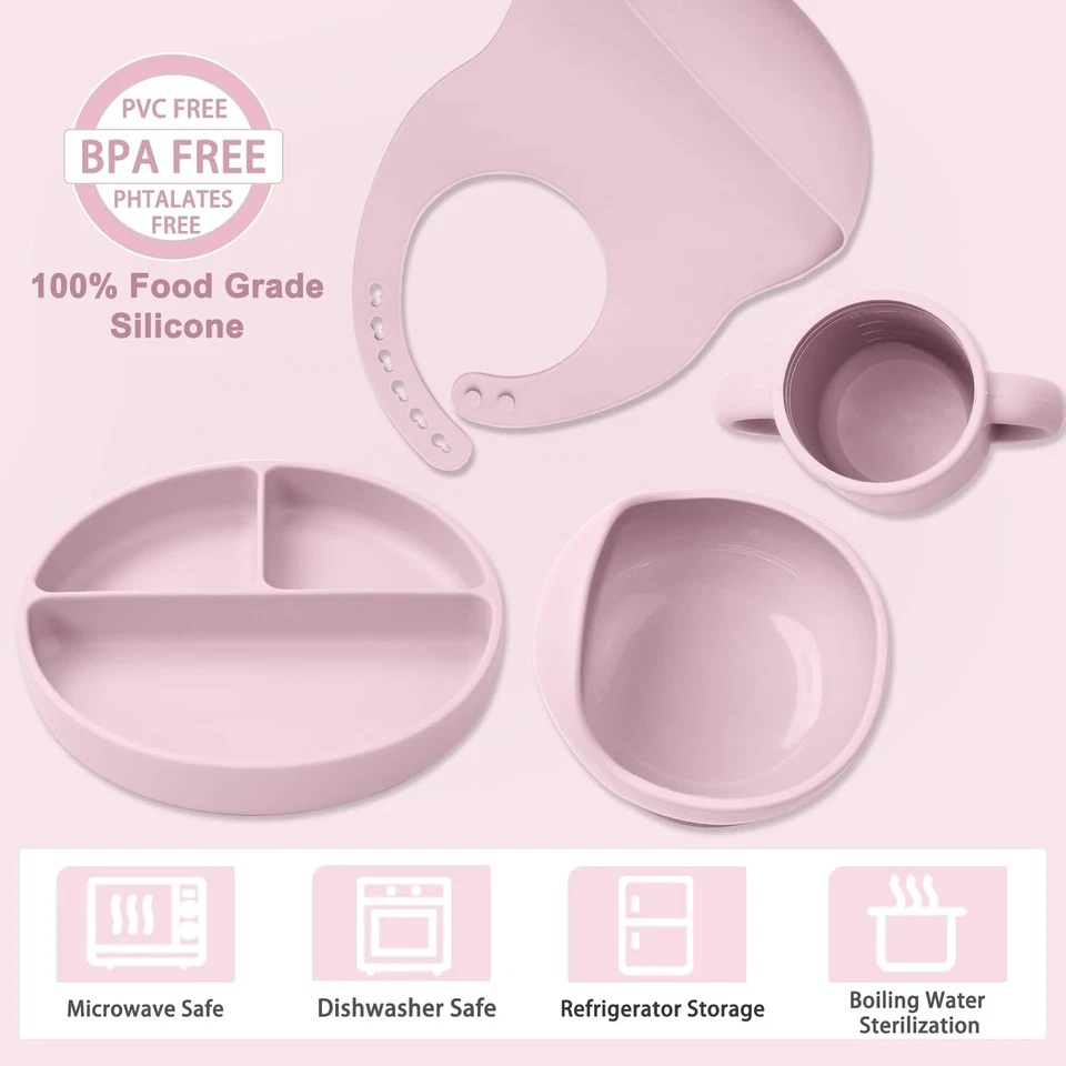 Silicone Baby Feeding Set 14 Pcs,Baby Led Weaning Supplies, Baby Spoons Suction - Image 3 of 4