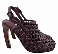 Bottega Veneta Burgundy Jimbo Woven Braided Slingback Ankle Strap Block Heel