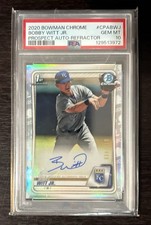 2020 Bowman Bobby Witt Jr 1st  Chrome Refractor Parallel Auto /499 PSA 10 Royals