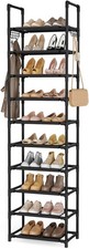 10 Tiers Shoe Rack 25 Pairs Large Capacity Tall Shoe Organizer Sturdy Shoe St...